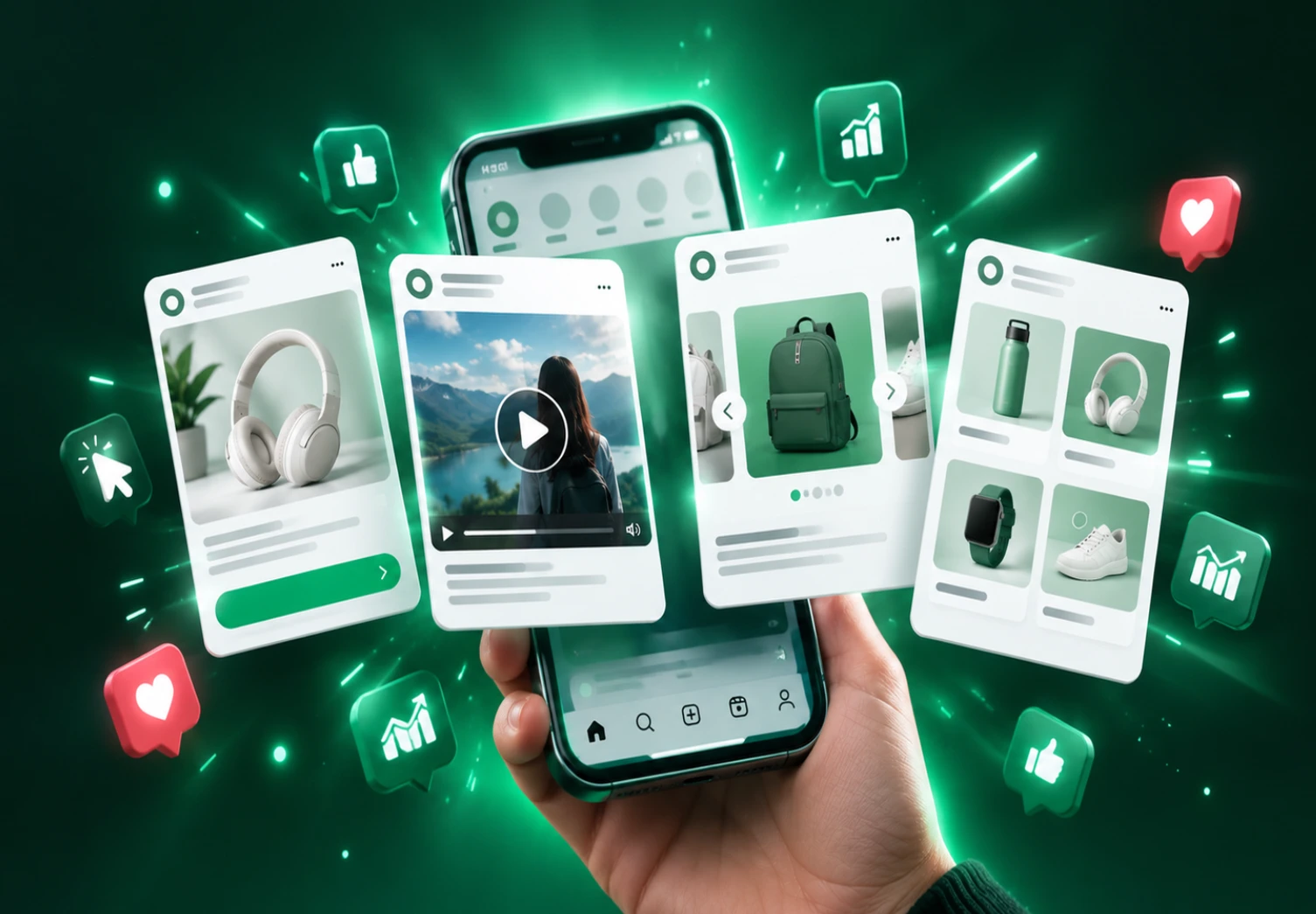 Los 4 tipos de anuncios en Facebook Ads: imagen, video, carrusel y colección