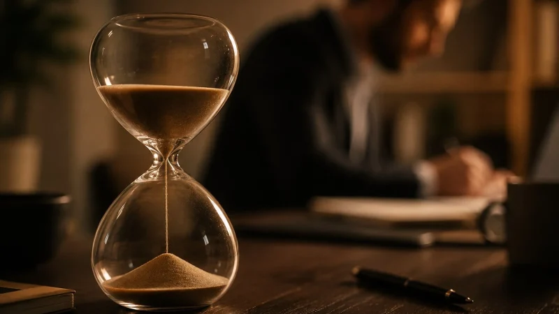Reloj de arena que simboliza el enfoque y la gestión del tiempo en la capacitacion para emprendedores