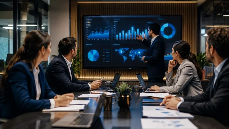 Equipo analizando el monitoreo operativo, retorno de inversión y ROAS tras aplicar una inversión mínima de prueba.